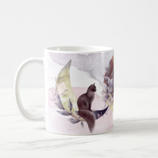 Magic Cats worshipping the Moon Coffee Mug (Left)
