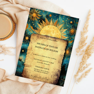 Magic Celestial Astro Cosmic Gold Stars Moon Invitation