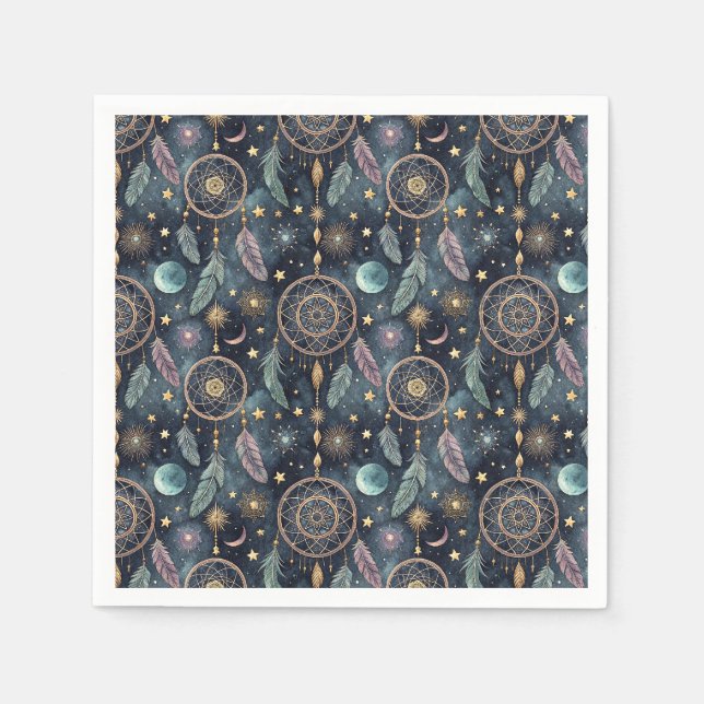 Magic Celestial Dreamcatcher Starry Night Pattern Napkin (Front)