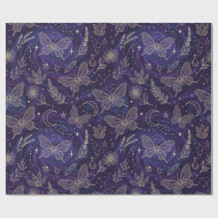Magic Celestial Garden with Butterflies, Lavender Wrapping Paper