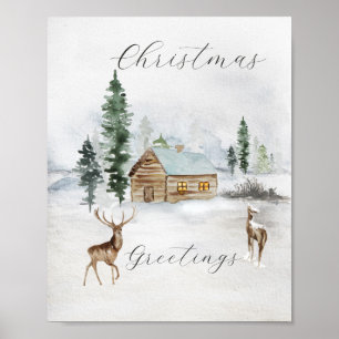 Magic Christmas Forest Deer's   Poster