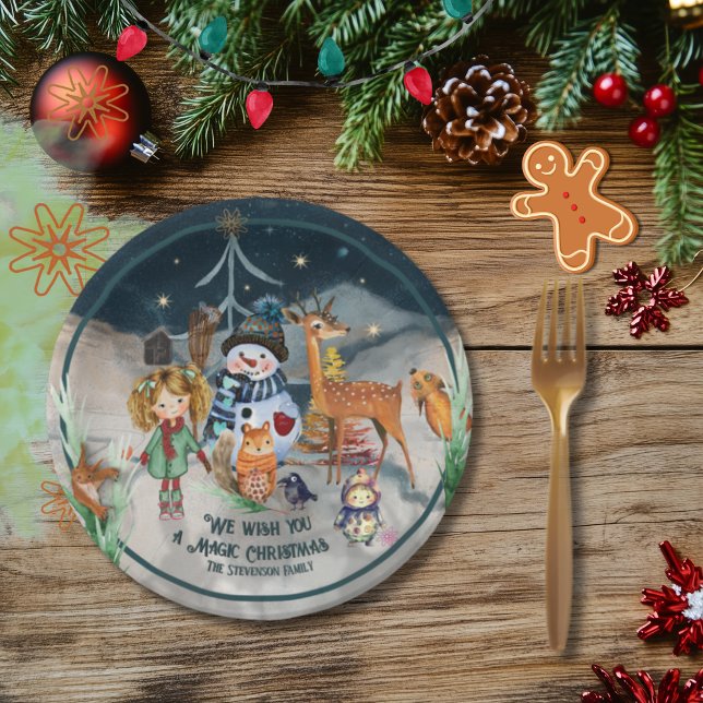 Magic Christmas Friends personalised  Paper Plate (Magic Christmas Friends personalized Paper Plates)