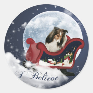 Magic Christmas Sheltie Classic Round Sticker
