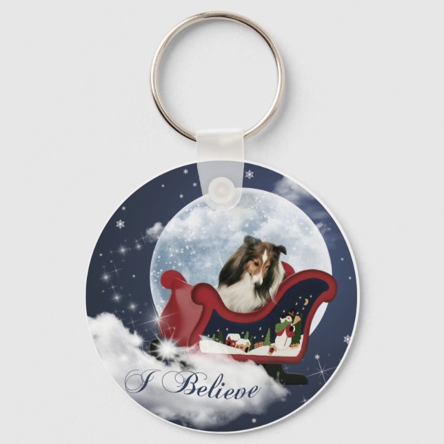 Magic Christmas Sheltie Key Ring (Front)