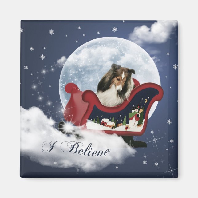 Magic Christmas Sheltie Magnet (Front)