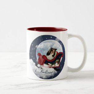 Magic Christmas Sheltie Two-Tone Coffee Mug