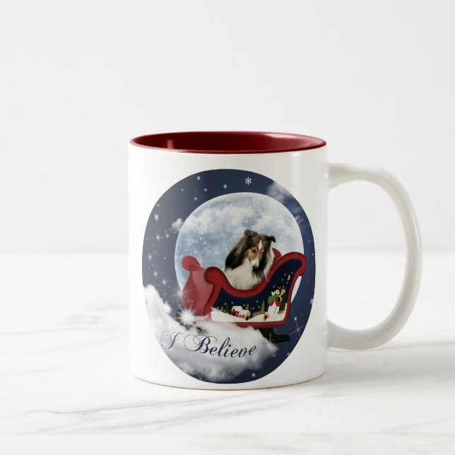 Magic Christmas Sheltie Two-Tone Coffee Mug (Right)