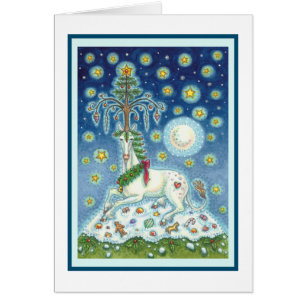 MAGIC CHRISTMAS UNICORN HOLIDAY GREETING CARD B