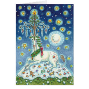MAGIC CHRISTMAS UNICORN HOLIDAY GREETING CARD B