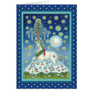 MAGIC CHRISTMAS UNICORN HOLIDAY GREETING CARD V