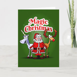 Magic Christmas with a unicorn Holiday Card