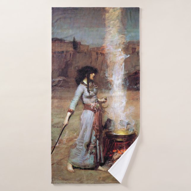 Magic Circle, John William Waterhouse Bath Towel (Bath Towel)