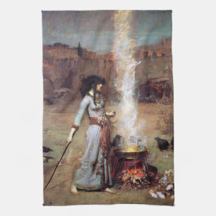 Magic Circle, John William Waterhouse Tea Towel