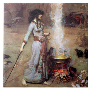 Magic Circle, John William Waterhouse Tile
