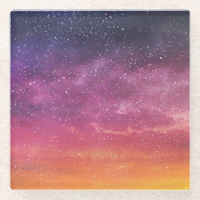 Magic Colour: Enchanting Sky Background. Glass Coaster (Front)