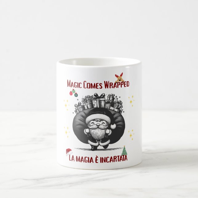 Magic Comes Wrapped – Bilingual Christmas Design Coffee Mug (Center)