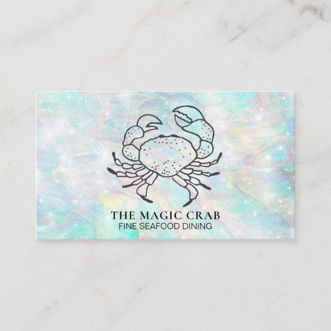 *~* Magic Crab Fine Dining by The Sea Pastel Business Card (Front)
