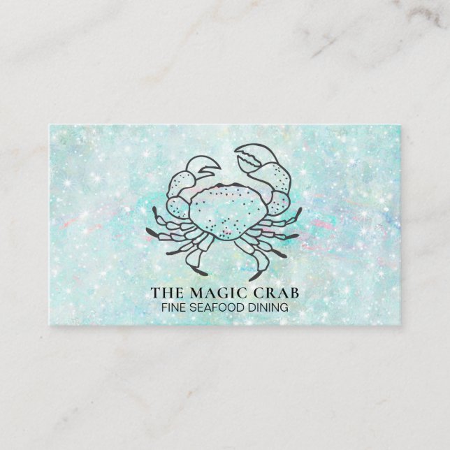 *~* Magic Crab Fine Dining by The Sea Pastel Business Card (Front)