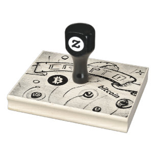 Magic Crypto Bitcoin (add QR public address) Rubber Stamp
