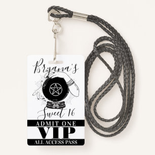 Magic Crystal Ball Fortune Teller Party VIP Pass ID Badge
