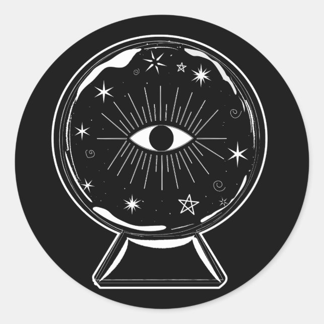 Magic Crystal Ball Scry Seeing Eye Tells All Classic Round Sticker (Front)