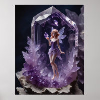 Magic Crystals Amethyst Fairy Wall Art