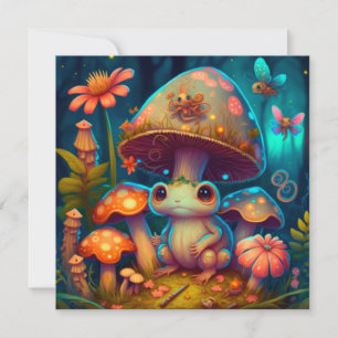 Magic cute frog mushroom card