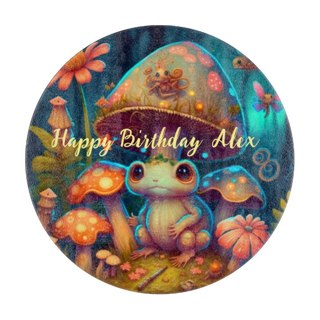 Magic cute frog mushroom cutting board (Front)