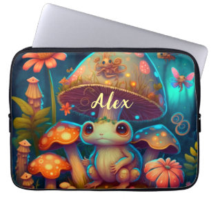 Magic cute frog mushroom laptop sleeve