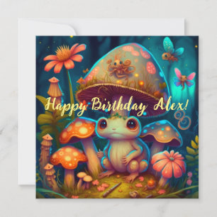 Magic cute frog mushroom thank you card