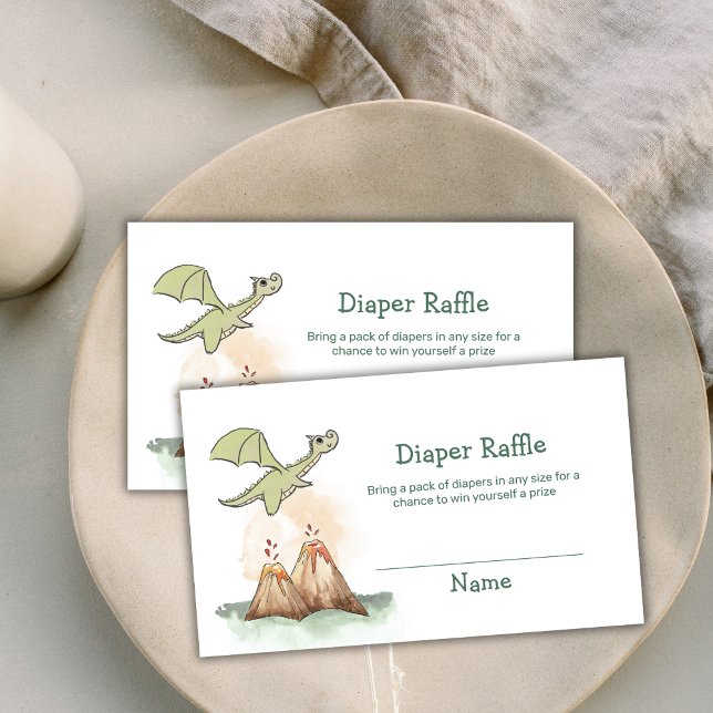 Magic Dragon Mountain Diaper Raffle Baby Shower Enclosure Card (Magic Dragon Mountain Diaper Raffle Baby Shower Enclosure Card)