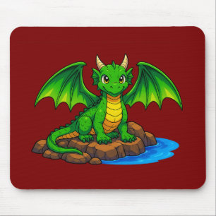 Magic dragon sitting on the rocks mouse mat