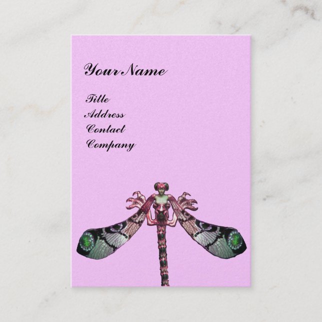 MAGIC DRAGONFLY ,green ,black pink gold metallic Business Card (Front)