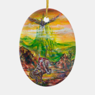 MAGIC DUEL BETWEEN BRADAMANT AND NEGROMANCER CERAMIC TREE DECORATION