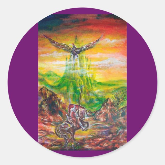 MAGIC DUEL BETWEEN BRADAMANT AND NEGROMANCER CLASSIC ROUND STICKER (Front)