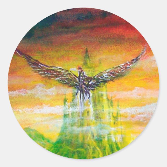 MAGIC DUEL BETWEEN BRADAMANT AND NEGROMANCER CLASSIC ROUND STICKER (Front)