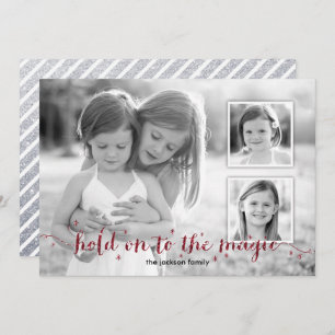 Magic Dust Red 3 Photo Holiday Card