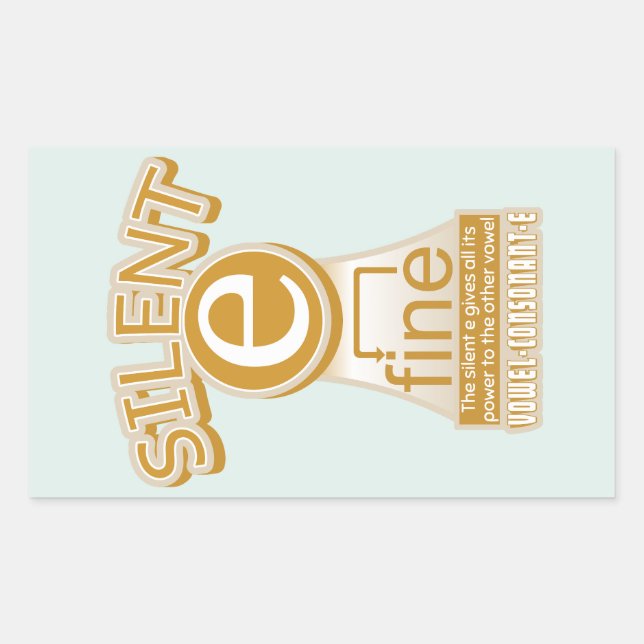 Magic e rule PHONICS learning English Rectangular Sticker (Front)