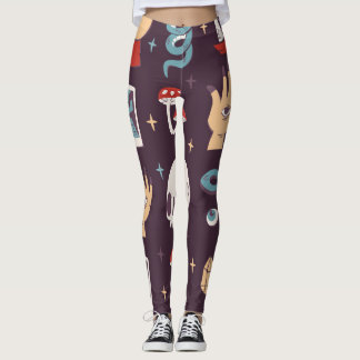 Magic elements: skull, tarot seamless leggings