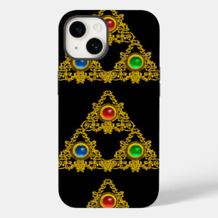 MAGIC ELFIC TALISMAN,BLACK GOLD TRIANGLE,GEMSTONES iPhone 14 CASE