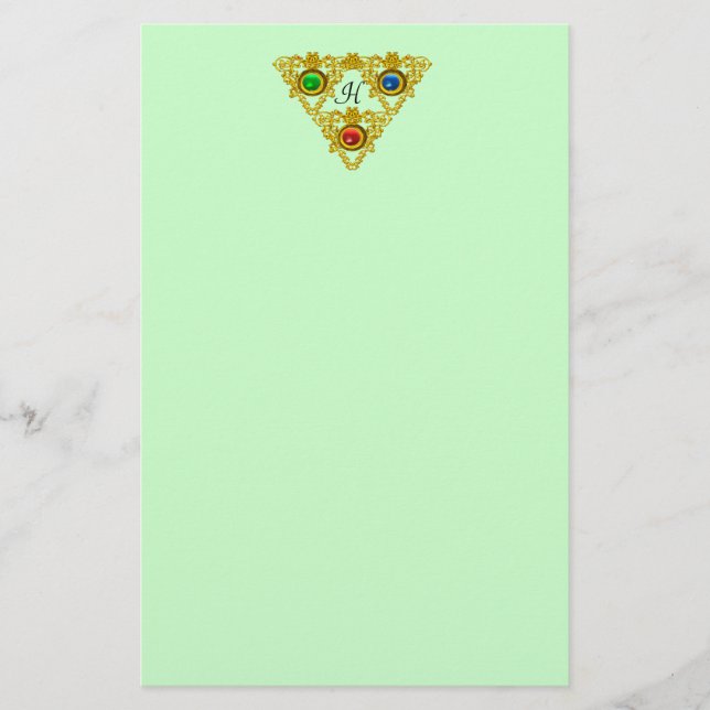 MAGIC ELFIC TALISMAN /GOLD TRIANGLE  Green Stationery (Front)