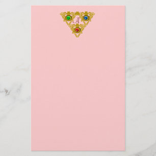 MAGIC ELFIC TALISMAN /GOLD TRIANGLE  Pink Stationery