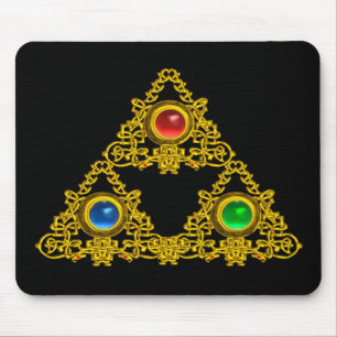MAGIC ELFIC TALISMAN /GOLD TRIANGLE WITH GEMSTONES MOUSE MAT