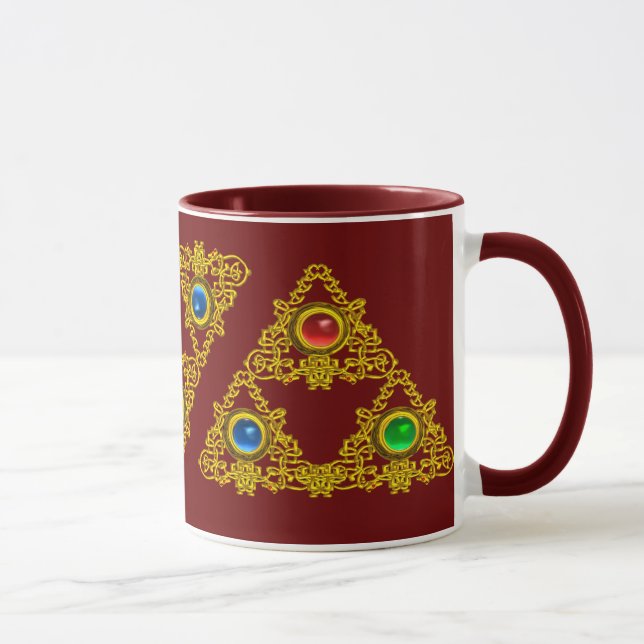 MAGIC ELFIC TALISMAN /GOLD TRIANGLE WITH GEMSTONES MUG (Right)