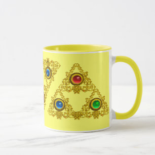 MAGIC ELFIC TALISMAN /GOLD TRIANGLE WITH GEMSTONES MUG