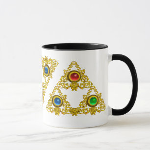 MAGIC ELFIC TALISMAN /GOLD TRIANGLE WITH GEMSTONES MUG