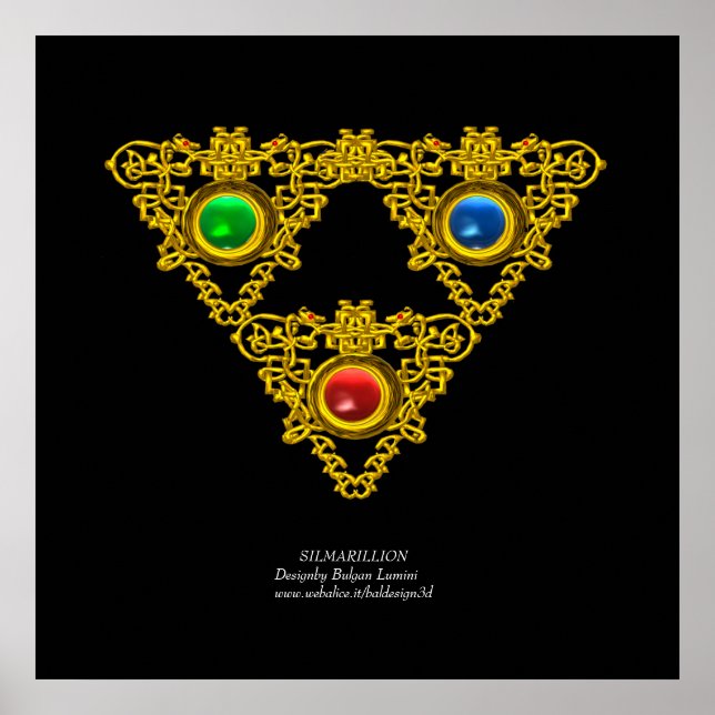MAGIC ELFIC TALISMAN /GOLD TRIANGLE WITH GEMSTONES POSTER (Front)
