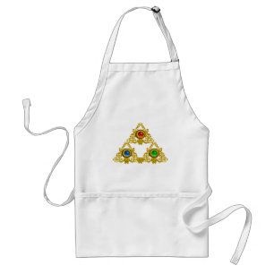 MAGIC ELFIC TALISMAN /GOLD TRIANGLE WITH GEMSTONES STANDARD APRON