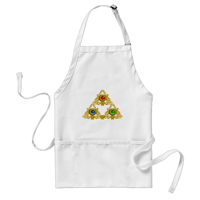 MAGIC ELFIC TALISMAN /GOLD TRIANGLE WITH GEMSTONES STANDARD APRON (Front)