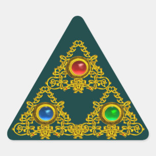 MAGIC ELFIC TALISMAN /GOLD TRIANGLE WITH GEMSTONES TRIANGLE STICKER